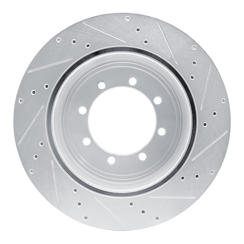 Ford F-450 Super Duty Brake Rotor (1) - Rear Left - R1 Concepts - Drilled & Slotted - Silver - `11-`22